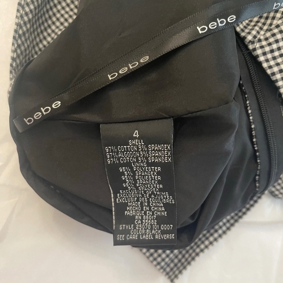 Bebe Black & White Gingham Ruffle Skirt With Buttons Size 4 - Picture 7 of 8